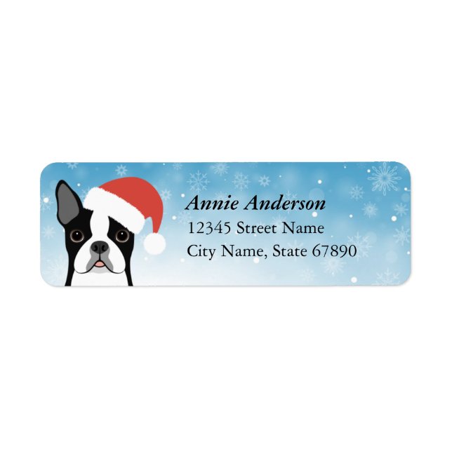 Boston Terrier in Santa Hat Address Labels (Front)