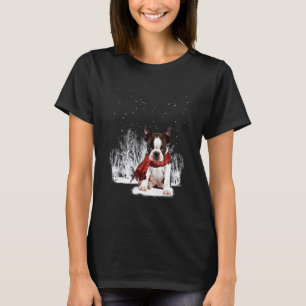 Boston Terrier In The Snow Merry Christmas Winter T-Shirt