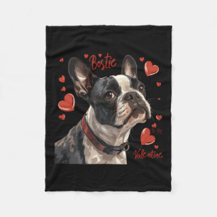 Boston Terrier Is My Valentine Cute Pet Dog Owner Fleece Blanket
