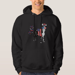 Boston Terrier July 4th Sunglasses American Flag F Hoodie