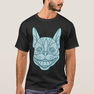 Boston Terrier Laughing Circle Mono Line T-Shirt
