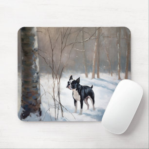 Boston Terrier Let It Snow Christmas Mouse Pad