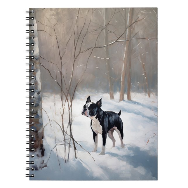 Boston Terrier Let It Snow Christmas Notebook (Front)