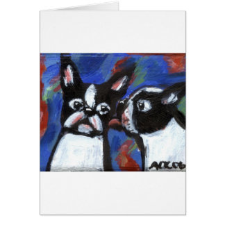 Boston Terrier love kiss painting