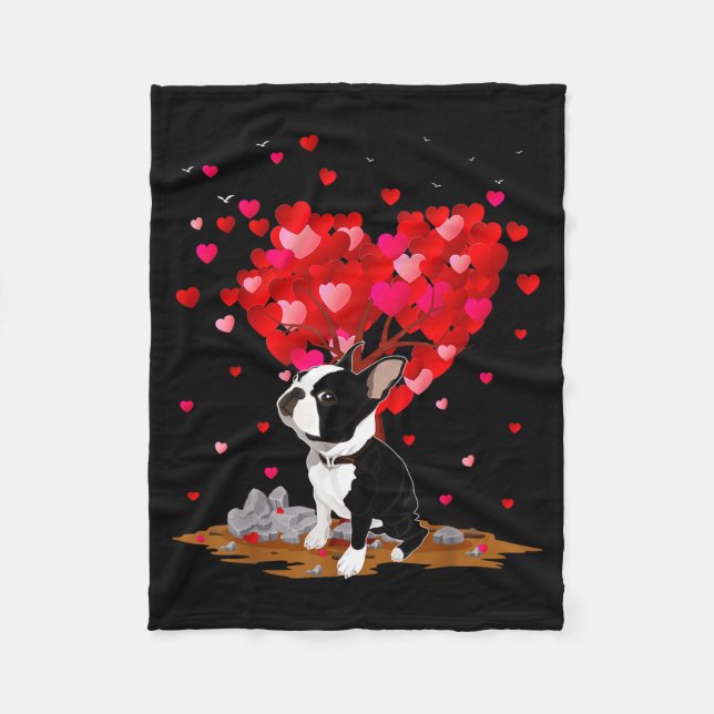 Boston Terrier Lover Heart Shape Boston Terrier Va Fleece Blanket (Front)