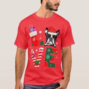 Boston Terrier Lover Santa Claus Christmas Dogs Pa T-Shirt