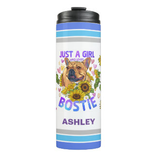 Boston terrier Lover Sunflower Trainer Floral Thermal Tumbler