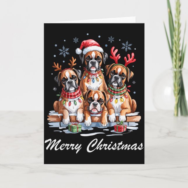 Boston Terrier Merry Christmas Funny Dog Lovers Ho Card (Front)