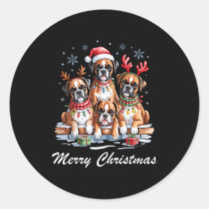 Boston Terrier Merry Christmas Funny Dog Lovers Ho Classic Round Sticker