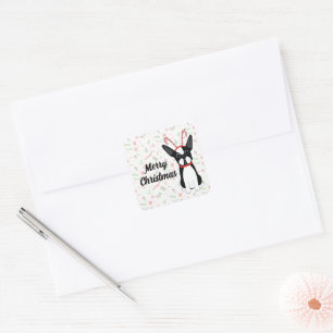 Boston Terrier Merry Christmas Stickers