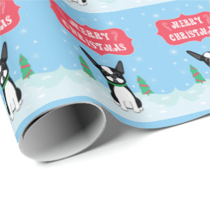 Boston Terrier Merry Christmas Wrapping Paper