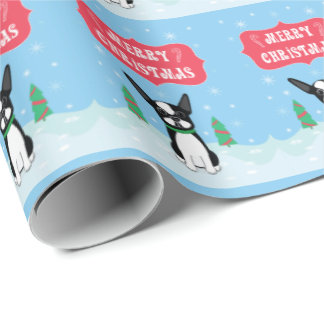 Boston Terrier Merry Christmas Wrapping Paper