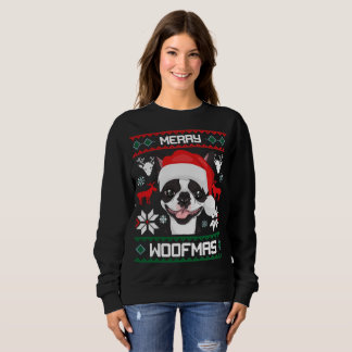 Boston Terrier Merry Woofmas Christmas Sweatshirt