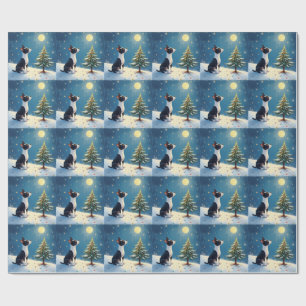 Boston Terrier Midnight Star-Gazing Christmas Wrapping Paper