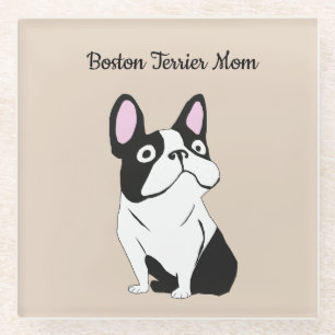 Boston terrier mom glass coaster