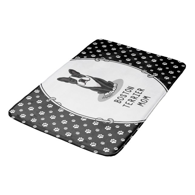 Boston Terrier Mum (black) - Cute dog Bath Mat (Angled)