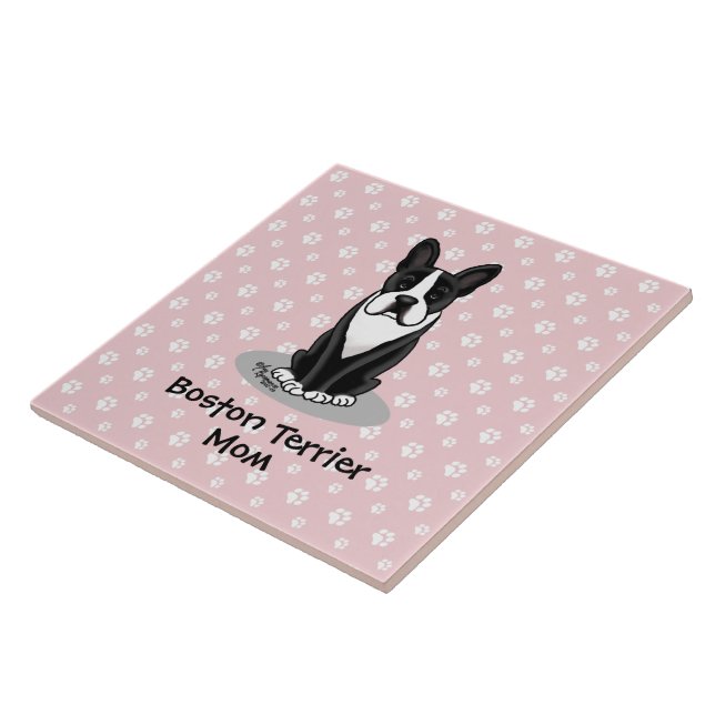Boston Terrier Mum (black) - Cute dog Ceramic Tile (Side)