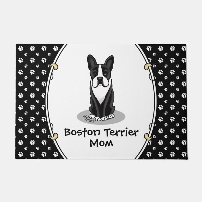 Boston Terrier Mum (black) - Cute dog Doormat (Front)