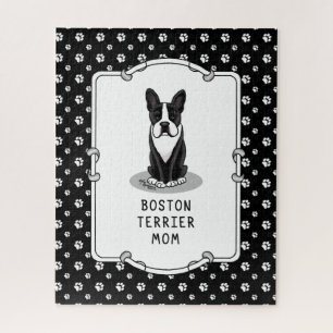 Boston Terrier Mum (black) - Cute dog Jigsaw Puzzle