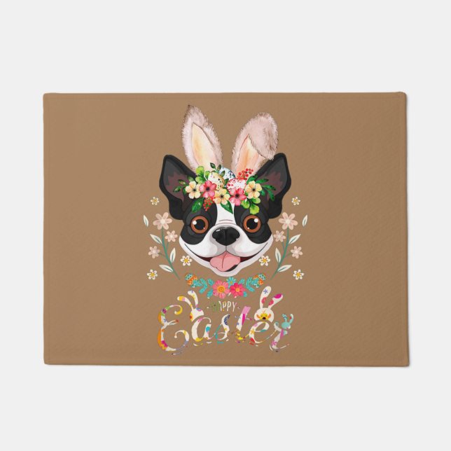 Boston Terrier mum, Boston Terrier dad, dog lover Doormat (Front)