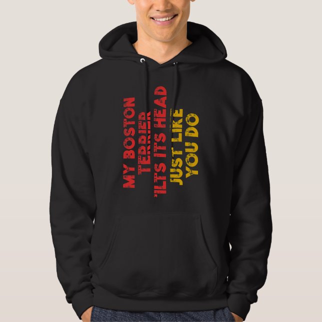 Boston Terrier Mum Dad Funny Dog  Owner Hoodie (Front)