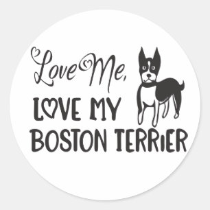 Boston Terrier Mum Dad Puppy Dog Lover Classic Round Sticker
