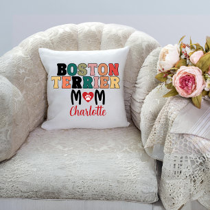 Boston Terrier Mum Name Cushion