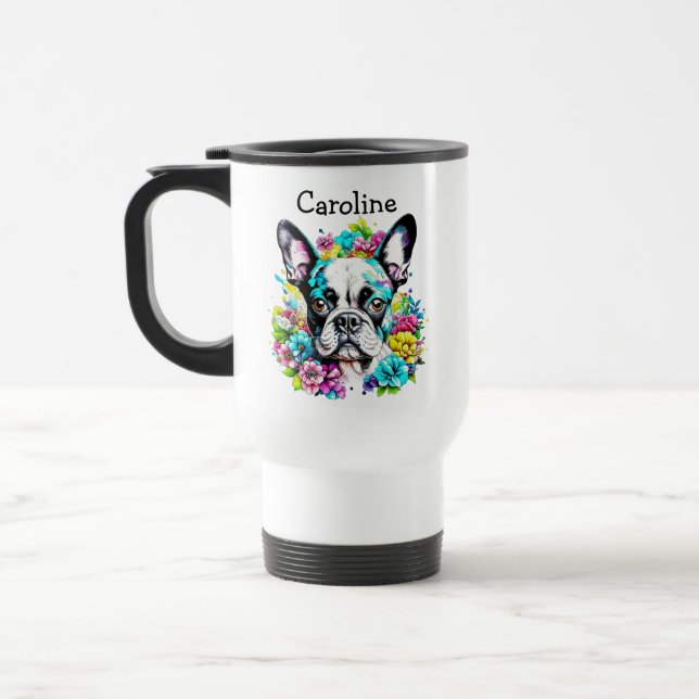 Boston Terrier Mum Personalised Travel Mug (Left)
