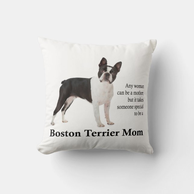 Boston Terrier Mum Pillow (Front)