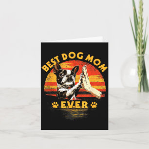 Boston terrier mum retro sunset funny dog mother's card