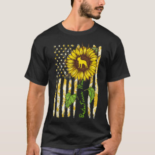 Boston Terrier Mum Sunflower American Flag Dog T-Shirt