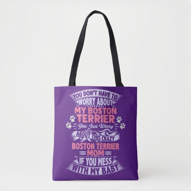 "Boston Terrier" Mum Tote Bag. Bag (Front)