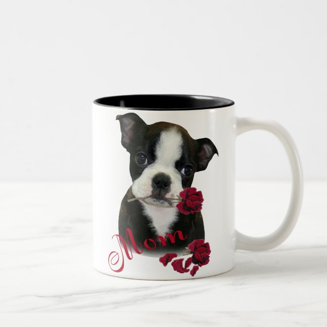 Boston Terrier  mum Two-Tone Coffee Mug (Right)