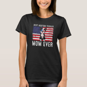 Boston Terrier Mum Usa American Flag Dog  Owner T-Shirt