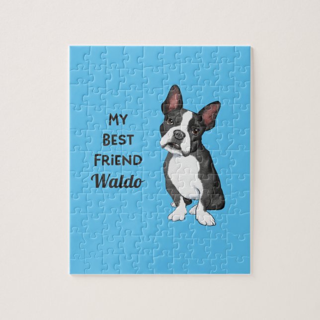 Boston Terrier My Best Friend Custom Name   Jigsaw Puzzle (Vertical)