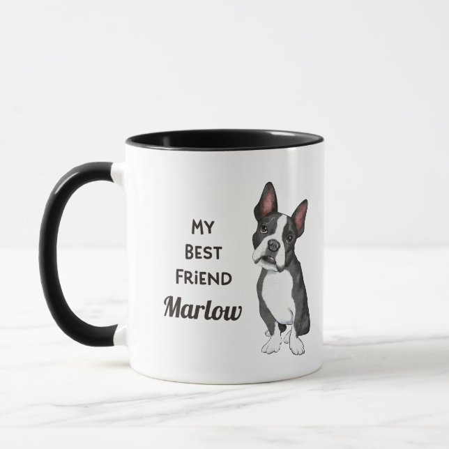 Boston Terrier My Best Friend Custom Name    Mug (Left)