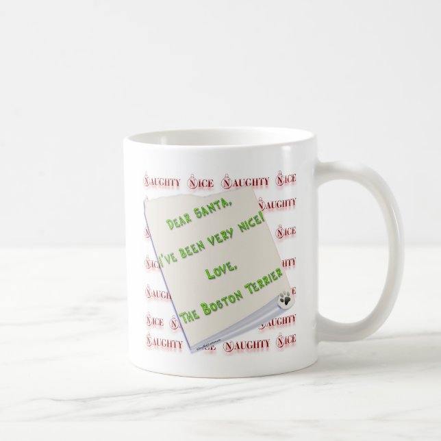 Boston Terrier Naughty or Nice Coffee Mug (Right)