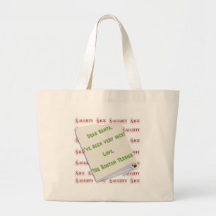 Boston Terrier Naughty or Nice Large Tote Bag
