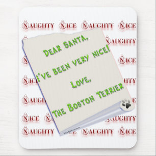 Boston Terrier Naughty or Nice Mouse Pad