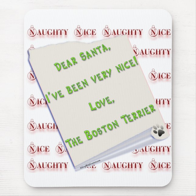 Boston Terrier Naughty or Nice Mouse Pad (Front)