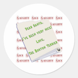 Boston Terrier Naughty or Nice - Sticker