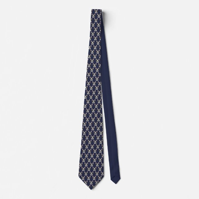 Boston Terrier Necktie Navy Background (Front)