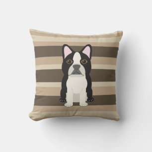 Boston Terrier Neutral striped  Cushion