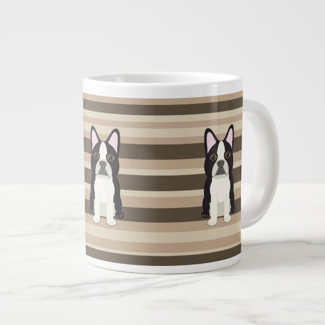 Boston Terrier Neutral striped  Large Coffee Mug (Front Right)