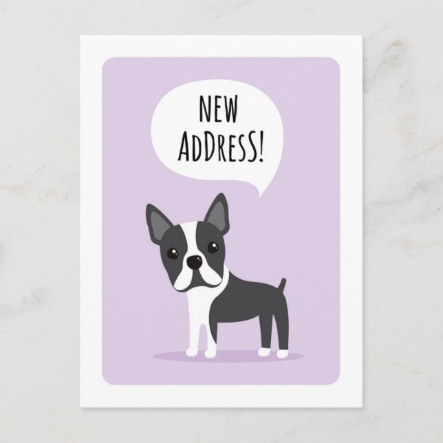 Boston terrier new address moving announcement (Front)