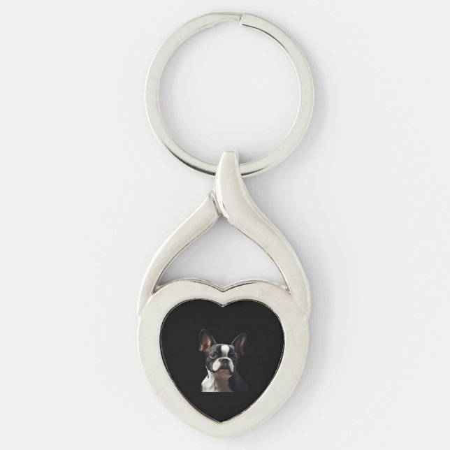 Boston Terrier - Oil Paint Classic T-Shirt Key Ring (Front)
