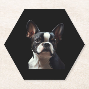 Boston Terrier - Oil Paint Classic T-Shirt Paper Coaster