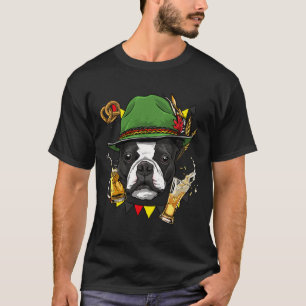 Boston Terrier Oktoberfest Dog Lederhosen German B T-Shirt
