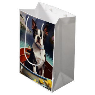 Boston Terrier on a Paddle: A Scenic Adventure Medium Gift Bag
