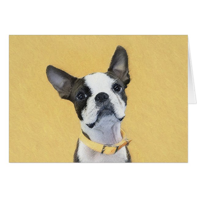 Boston Terrier Painting - Cute Original Dog Art (Front Horizontal)